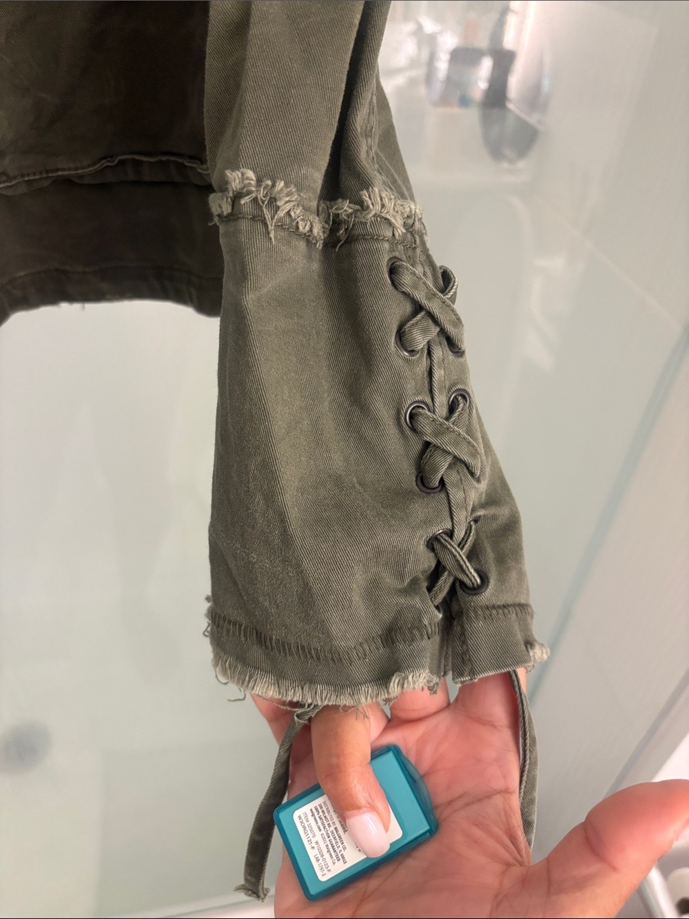 Free People Distressed Olive Utility Jacket - Picture 2 of 7